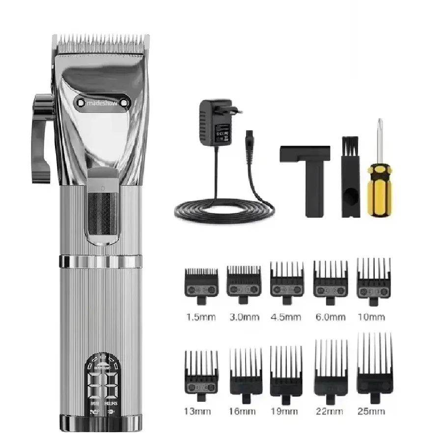 Madeshow-男性用のプロ仕様の金属製バリカン,コードレスバリカン