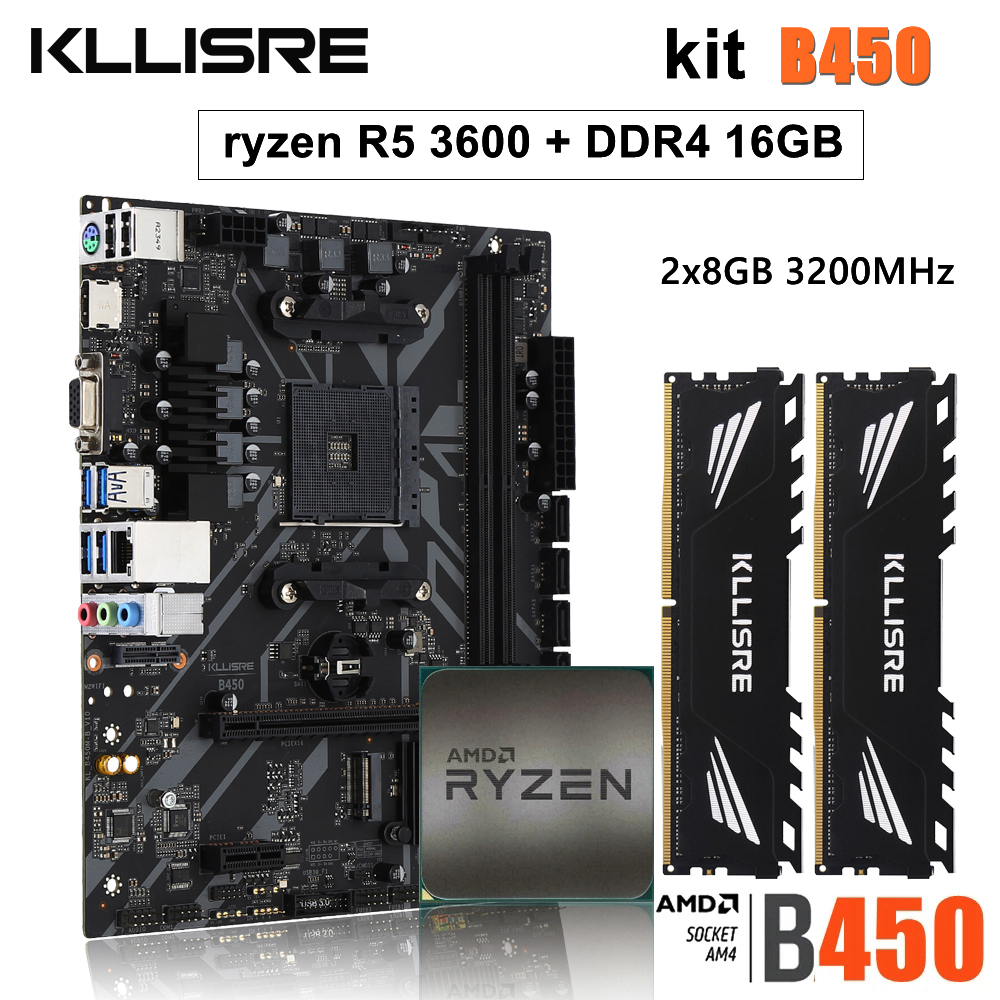 Kllisre B450 Kit amd ryzen R5 3600 cpu DDR4 16GB 3200MHz memory
