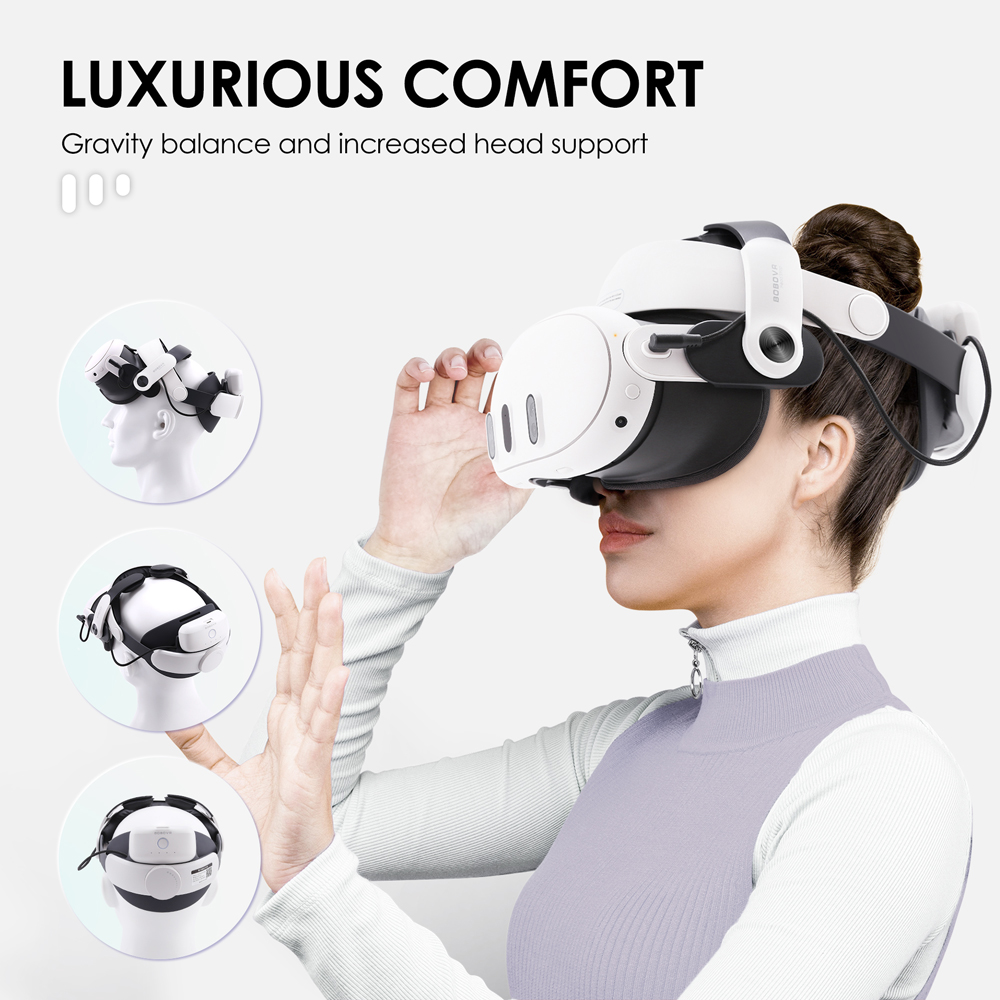 BOBOVR M3 PRO Comfort Battery Head Strap Compatible with Meta