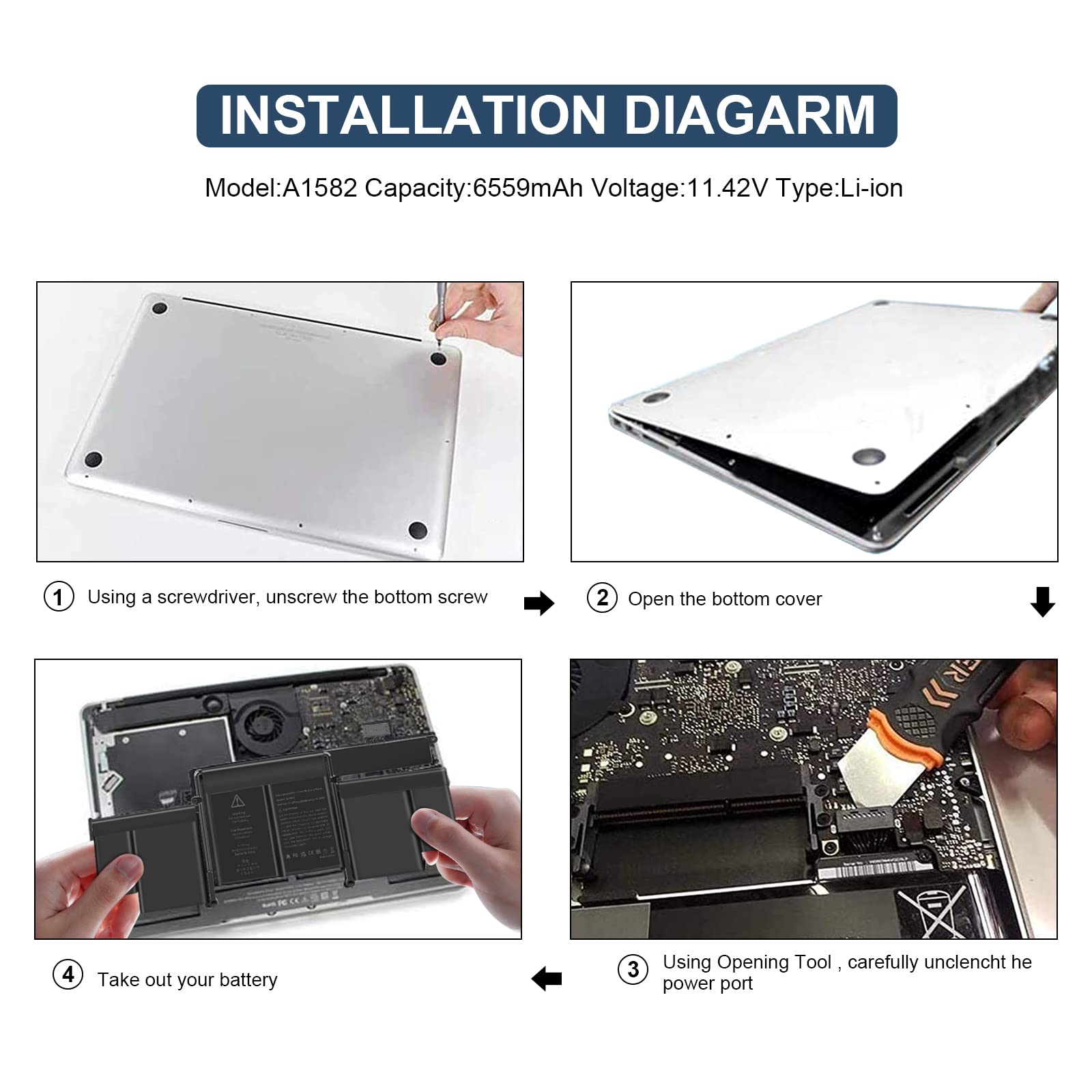 Macbook Pro 13インチ用の交換用バッテリー,A1582,a1502,A1493,2015