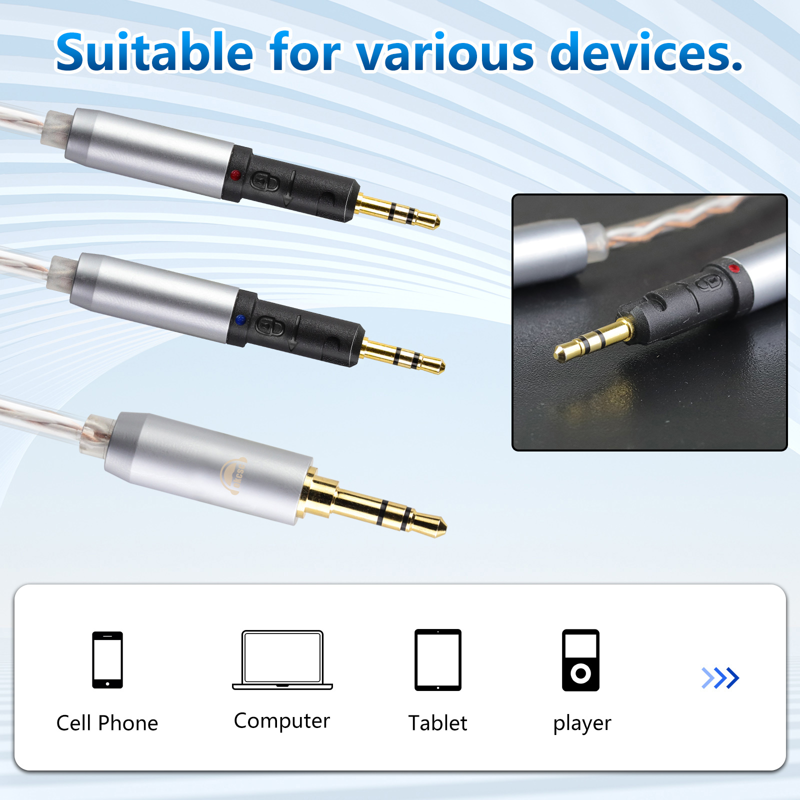 OKCSC R70X イヤホンケーブル Technica R70X/R70xa 用 4 コア