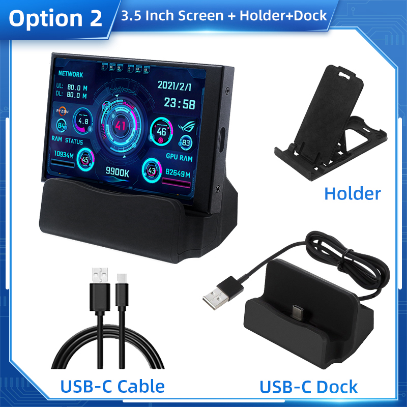 TURZX 3.5 / 5 インチ IPS USB セカンダリスクリーンコンピュータ CPU