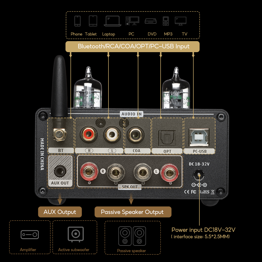 AIYIMA T9 プロ APTX HD Bluetooth アンプオーディオ 100Wx2 HiFi