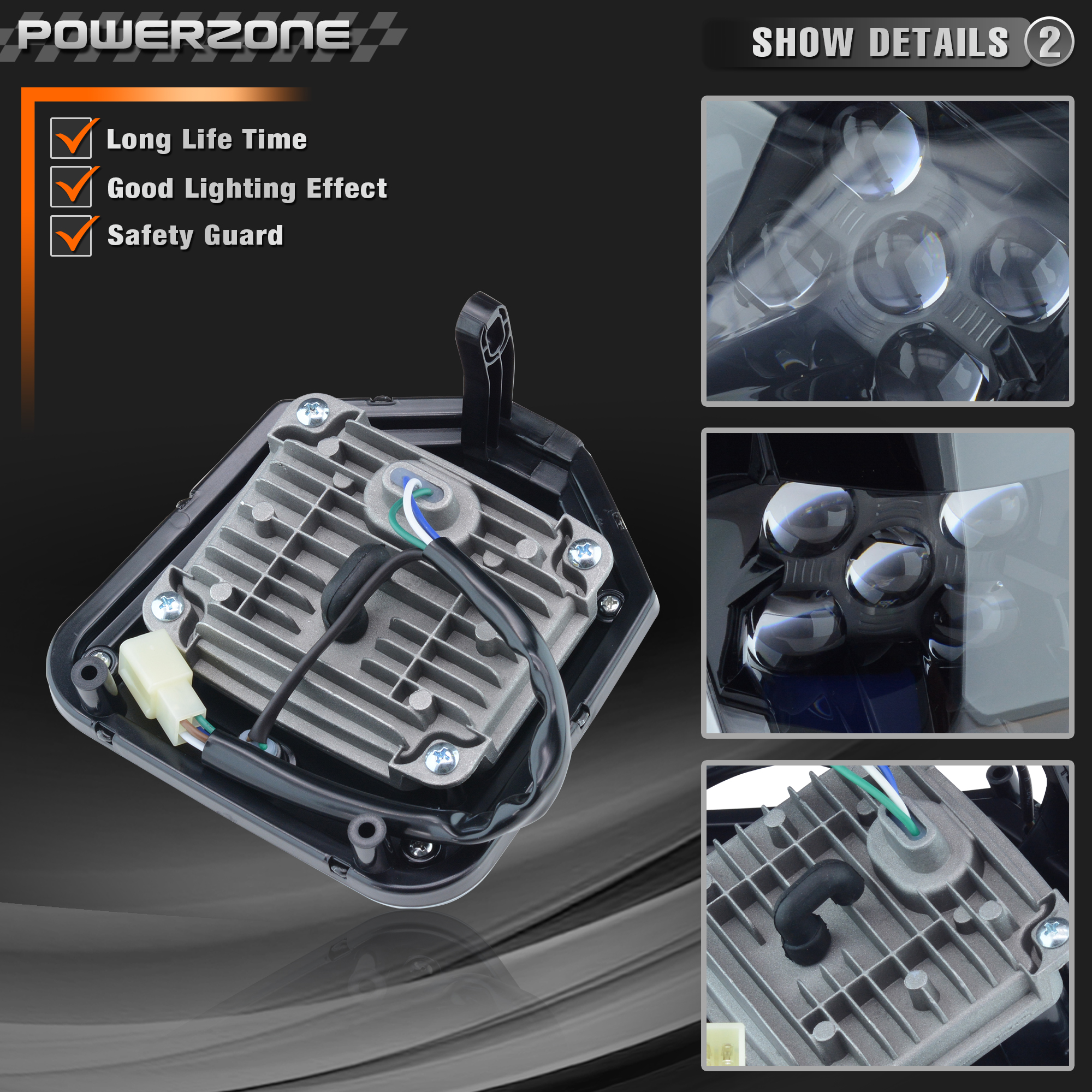 PowerZone オートバイ LED ヘッドライトヘッドランプヘッドライト