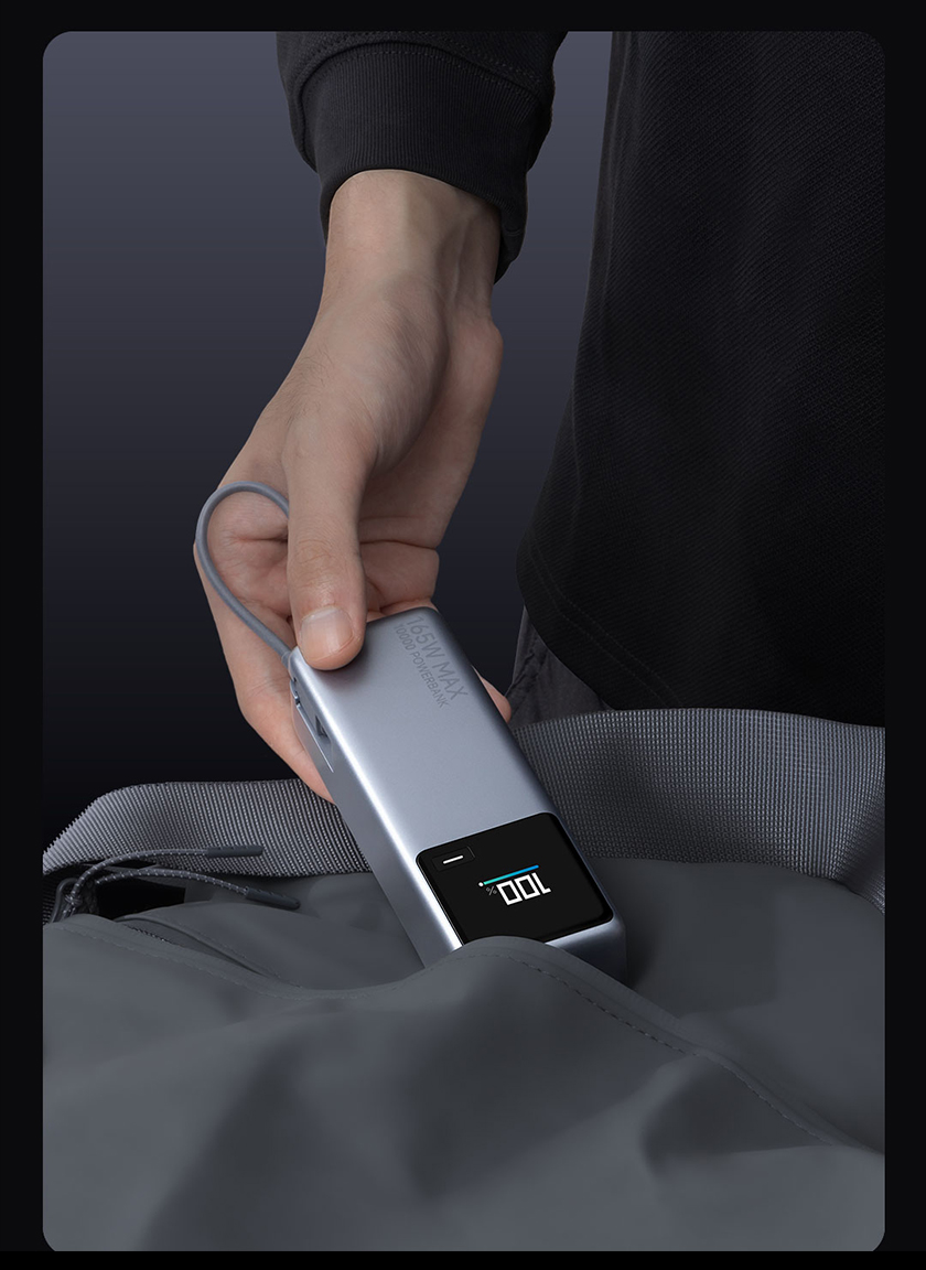 Xiaomi Power bank 10000mAh 165W Built-in USB-C Cable For Macbook