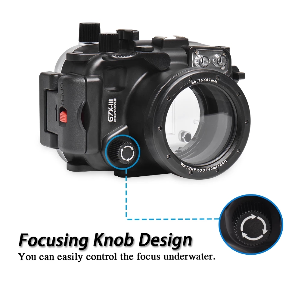 防水ハウジング付き水中カメラケース,40m,130フィート,canonパワー