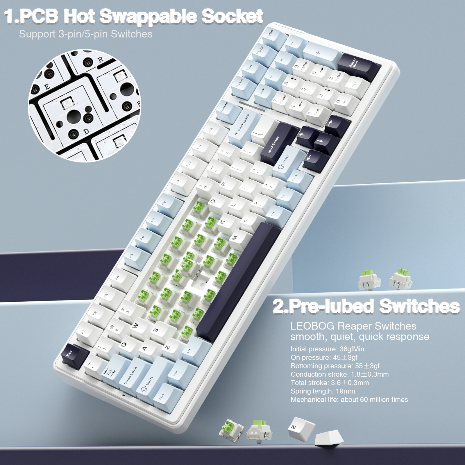 AULA F99 Machanical Keyboard Bluetooth 5.0/2.4G Wireless/Wired