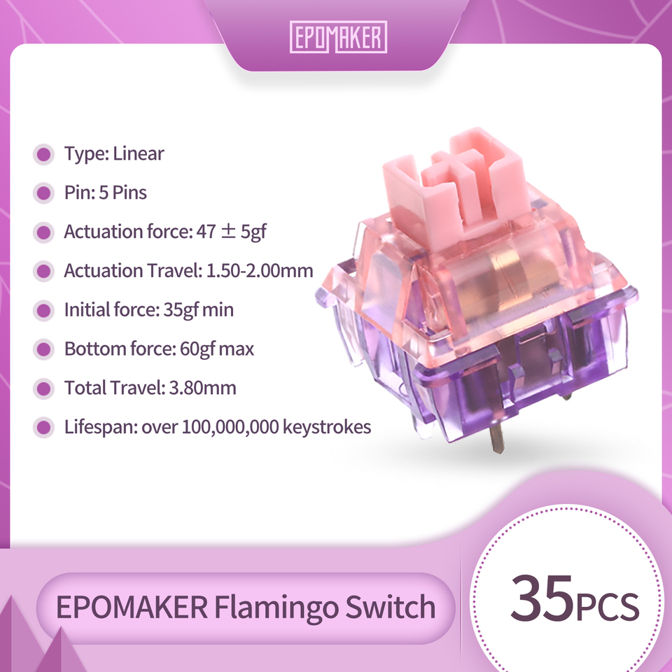 35 Pieces EPOMAKER Flamingo Switches Set Linear Factory Lubed
