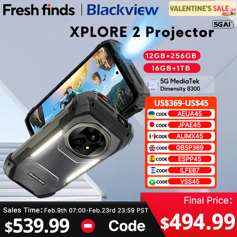 New Blackview XPLORE 2 Projector 5G AI Rugged Phone 6.73” 3.2K
