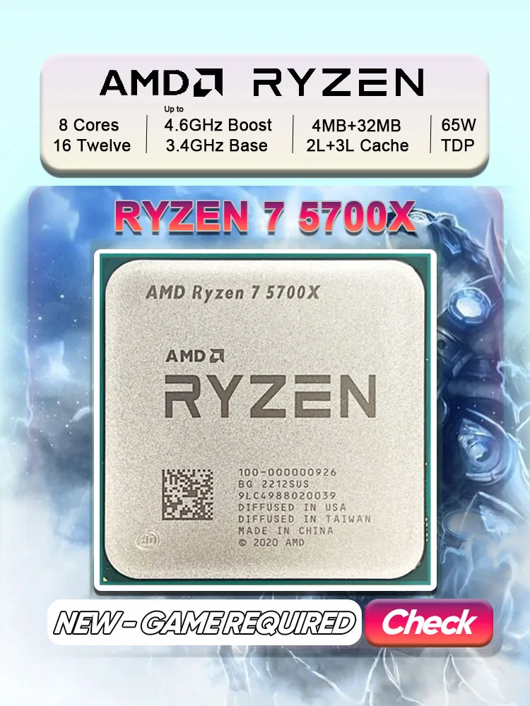 AMD R7 5700X Ryzen 7 5700X 3.4 GHz Eight-Core 16-Thread CPU 7NM L3