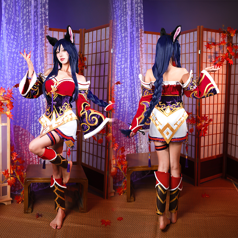 ROLECOS Game LOL Nine-tailed Fox Ahri Cosplay Costume Ahri Cosplay
