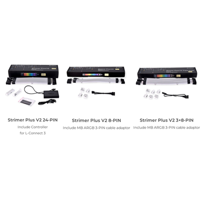 Lian Li Strimer Plus V2 RGB PSU Extension Cable ATX 24Pin GPU Dual