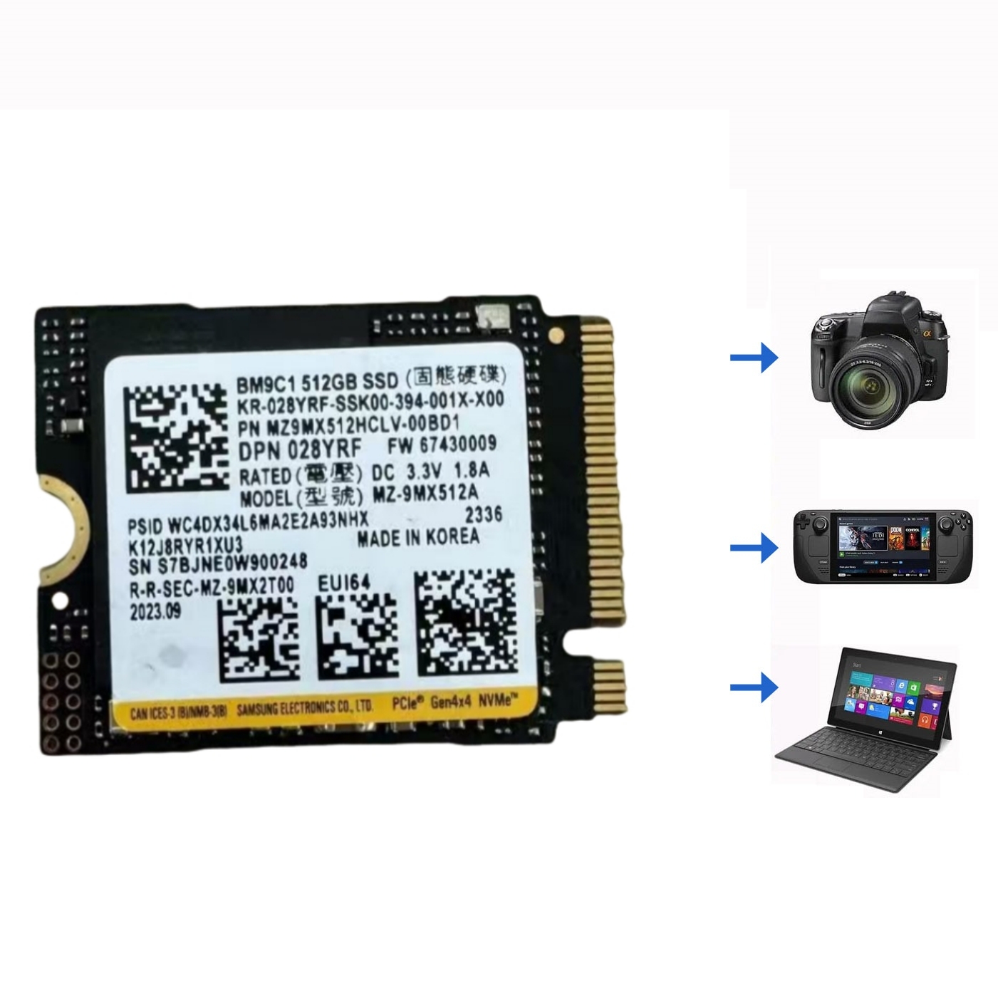 OEM Samsung NVMe PCIe M.2 2230/2242 BM9C1/PMPB1/PM9C1A内蔵SSD