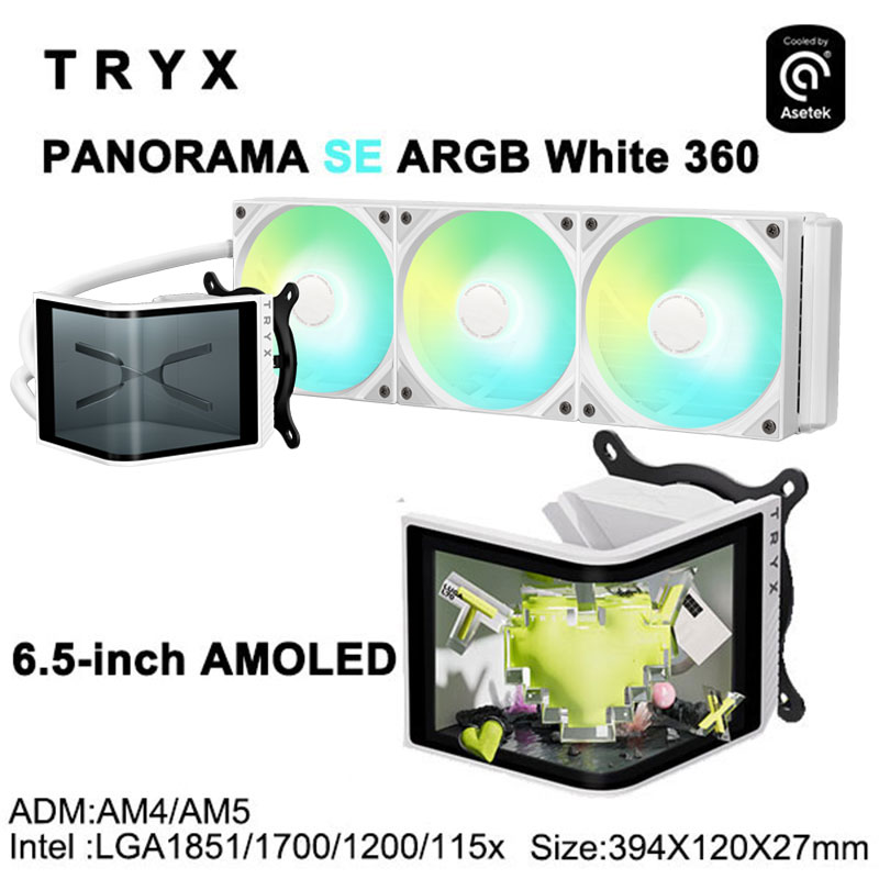 TRYX PANORAMA SE 360 ARGB CPU オールインワン水冷クーラー、6.5