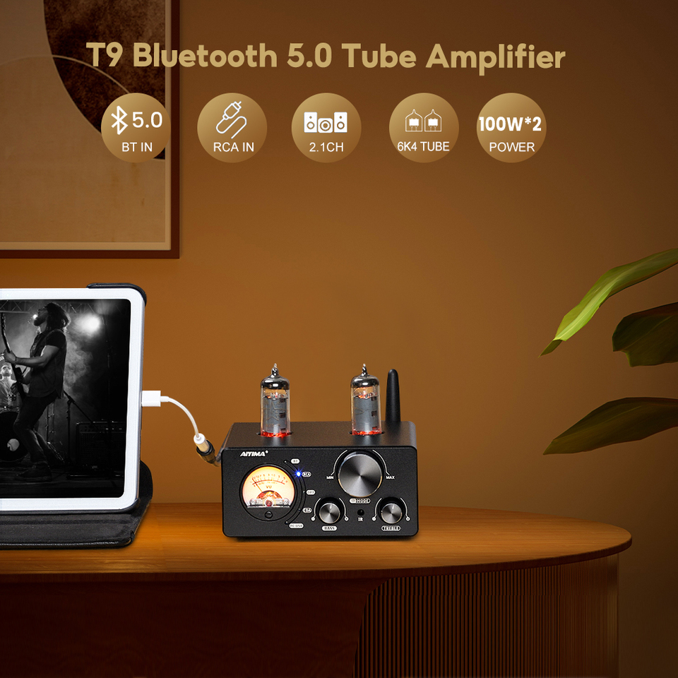 AIYIMA T9 HiFi Bluetooth 5.0 真空管アンプ USB DAC ステレオアンプ