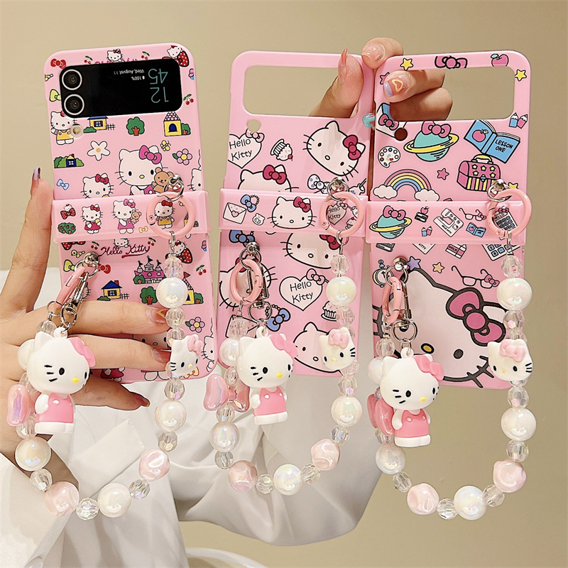Sanrio-ハローキティの電話シェル,ストラップ付きのカラフルなケース
