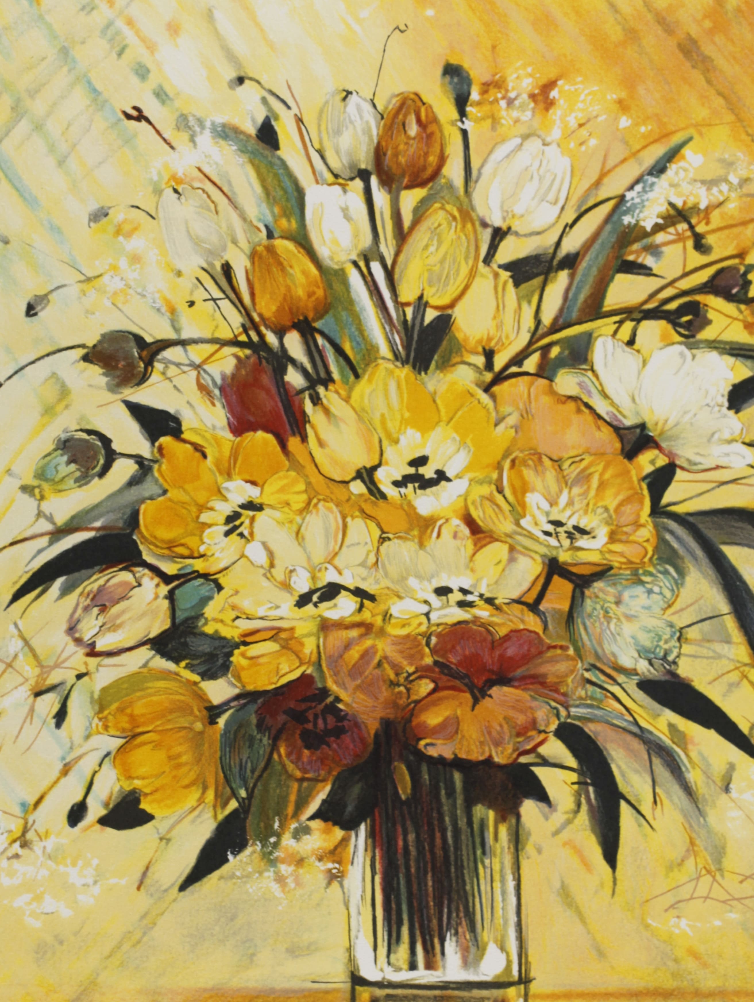 ミッシェル・アンリ 【黄色いブーケ】 オリジナルリトグラフ版画 作家