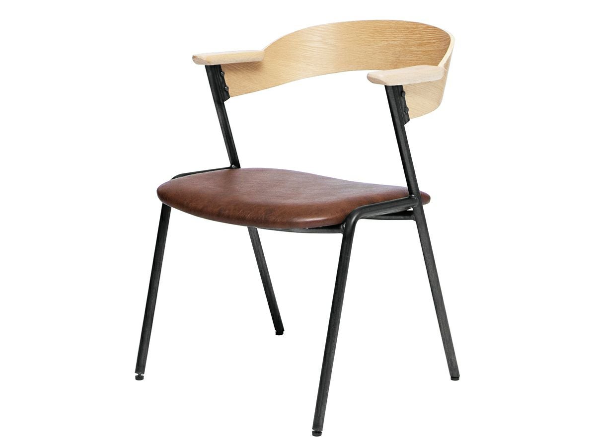 ダニス ショートアームチェア アームナチュラル アイアン ダイニング