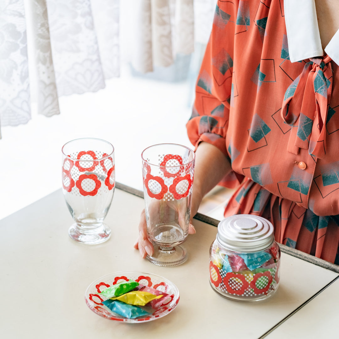 アデリアレトロオンラインショップ 台付きグラス320 花だん | レトロ柄