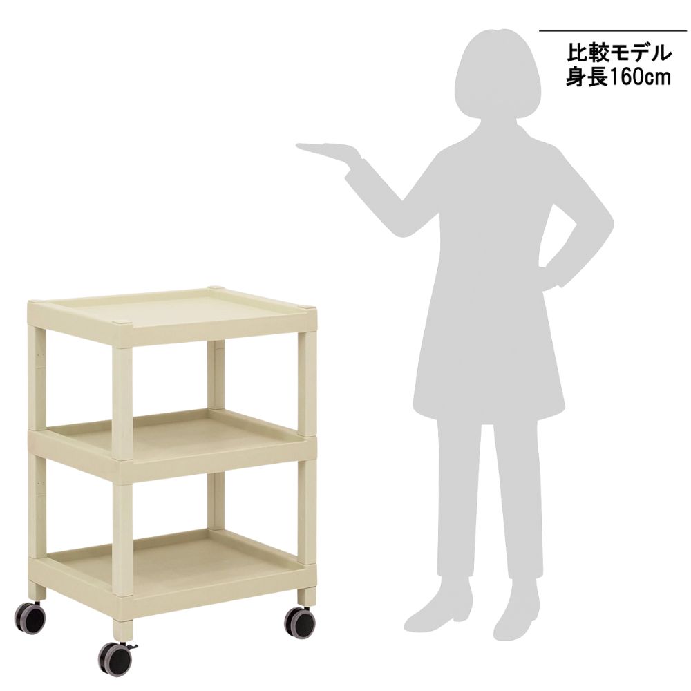 3-6498-03 モバイルカート(角柱タイプ) 3段 600×435×850 MC42 【AXEL