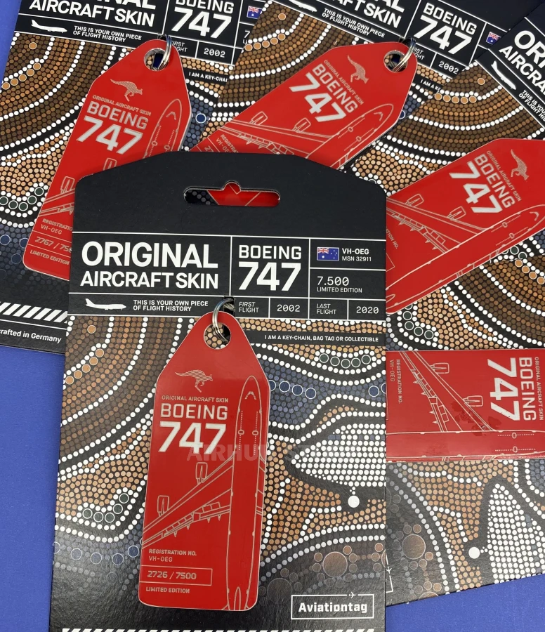 AVIATIONTAG B747 Qantas Red キーホルダー AVIATIONTAG B747 Qantas