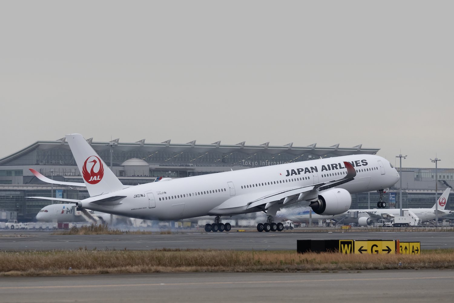 JAL A350-1000初号機（JA01WJ）の日本初飛来シーン 2023年12月15日午前