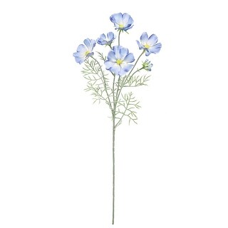 Set of 6 Blue Artificial Cosmos Flower Stem Spray 24in - 24