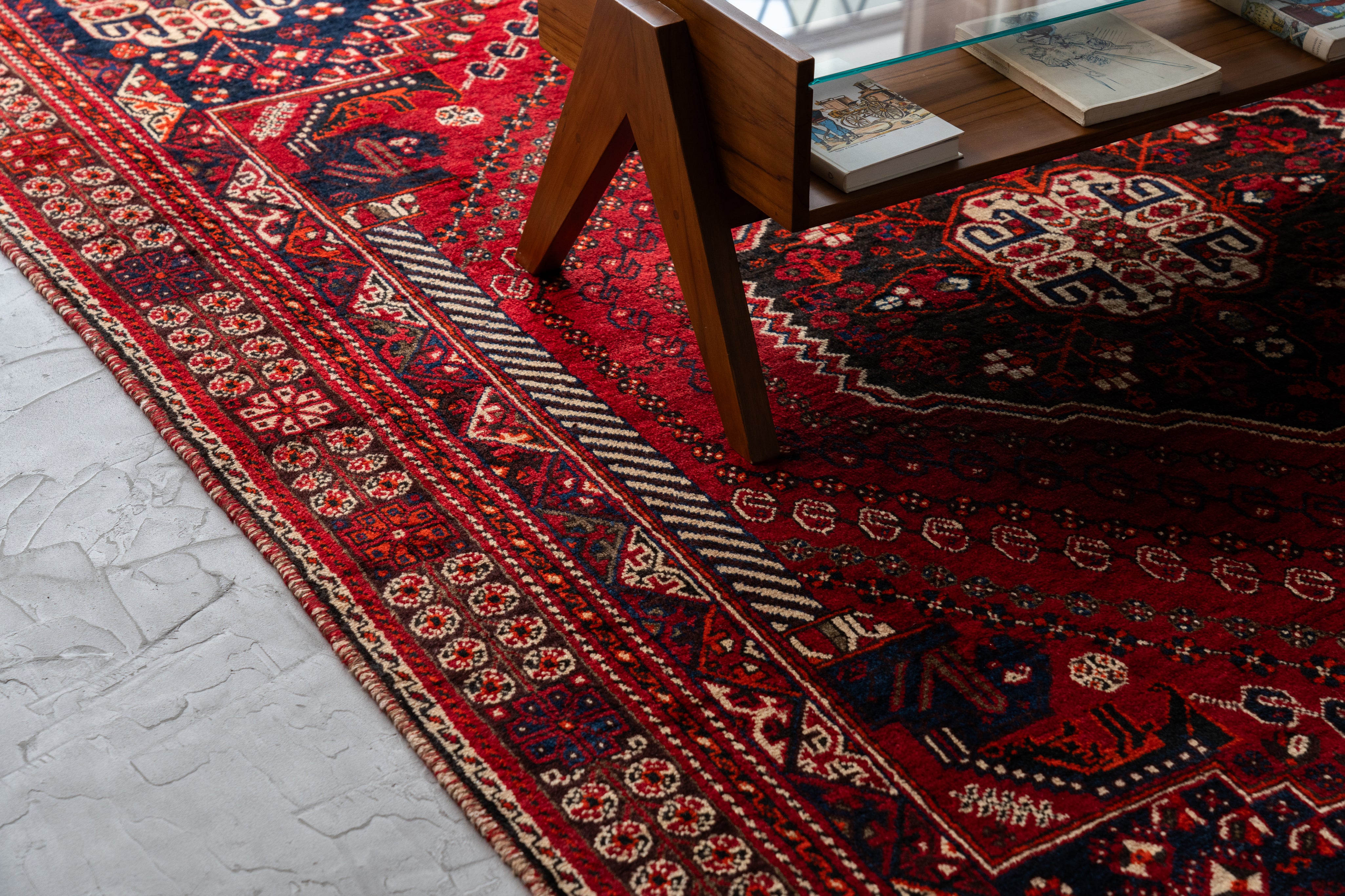 イラン産 1980年代 ペルシャ絨毯】トライバルラグ-ヴィンテージラグ