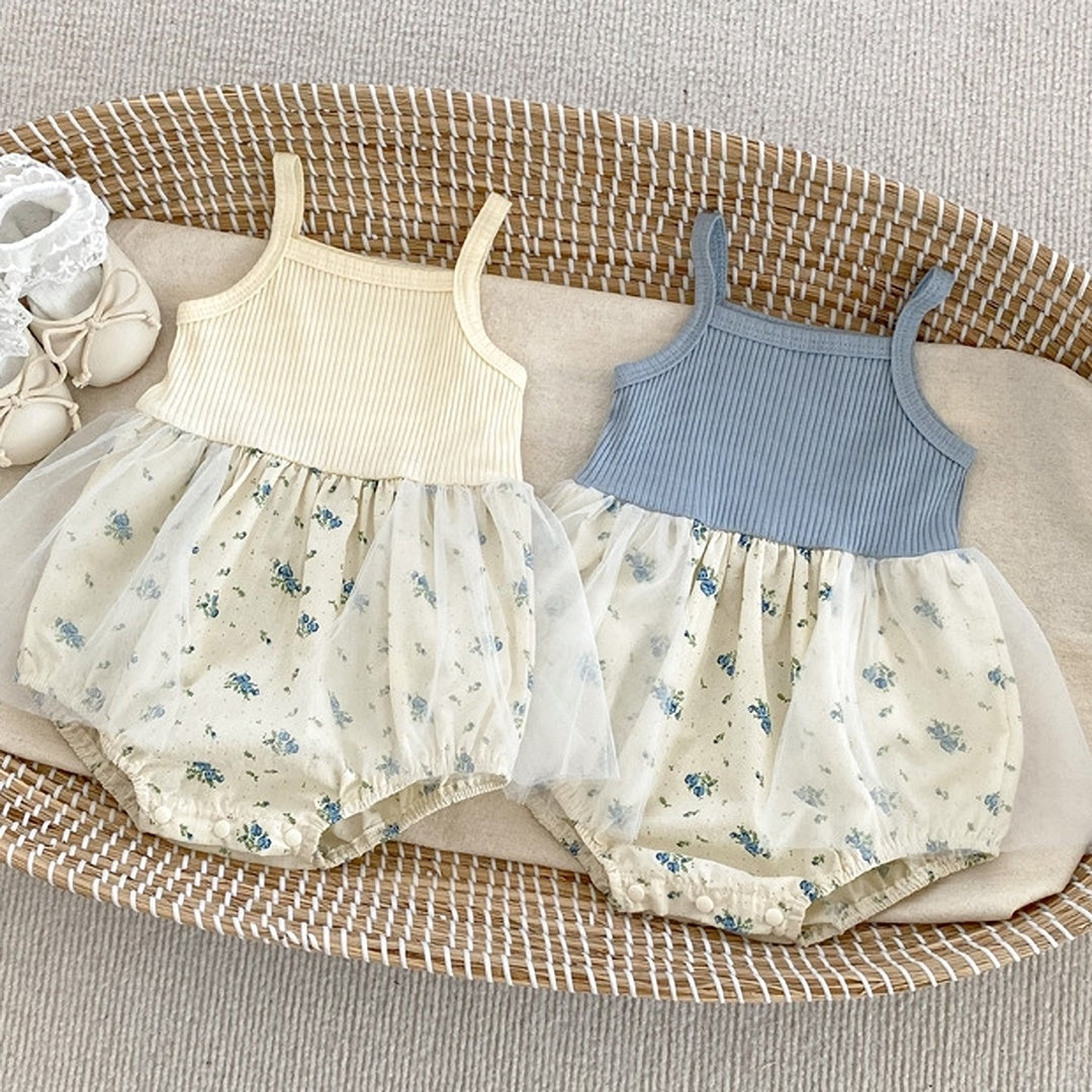 チュールフラワーロンパース 60㎝～90㎝｜ロンパース 女の子｜ベビー服