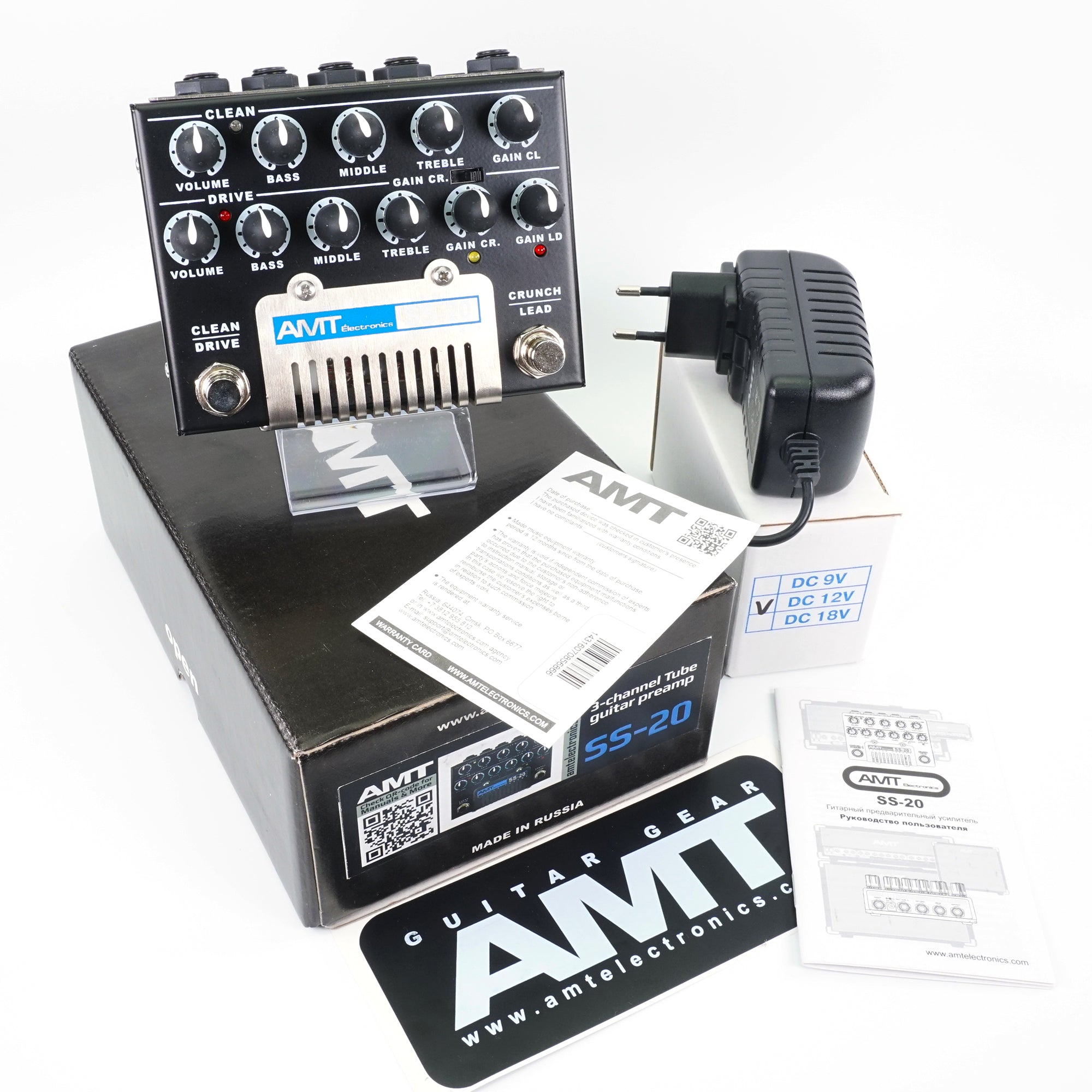 AMT SS-20 — Studio Series 3-channel Tube Guitar Preamp (+ power