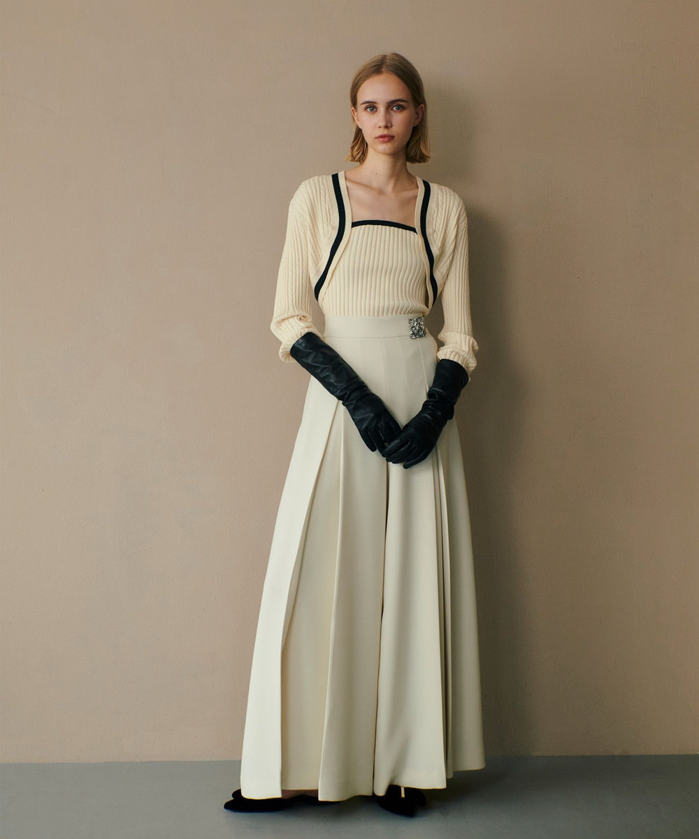 LOULOU WILLOUGHBY】ジョーゼットタックワイドパンツ|allureville