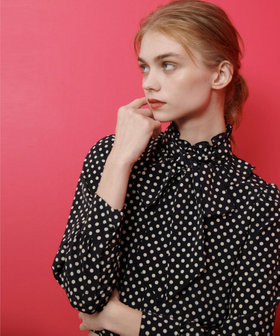 LOULOU WILLOUGHBY】◇デシンドットフリルボウタイブラウス