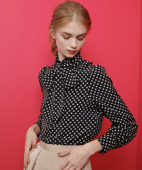 LOULOU WILLOUGHBY】◇デシンドットフリルボウタイブラウス