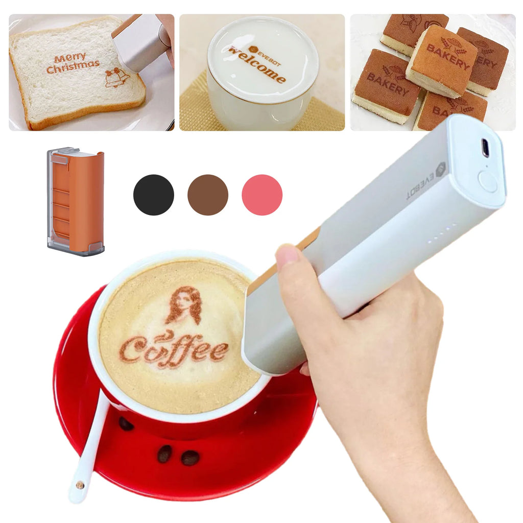 EVEBOT printpen Handheld Food Printer Portable Mini Coffee Latte