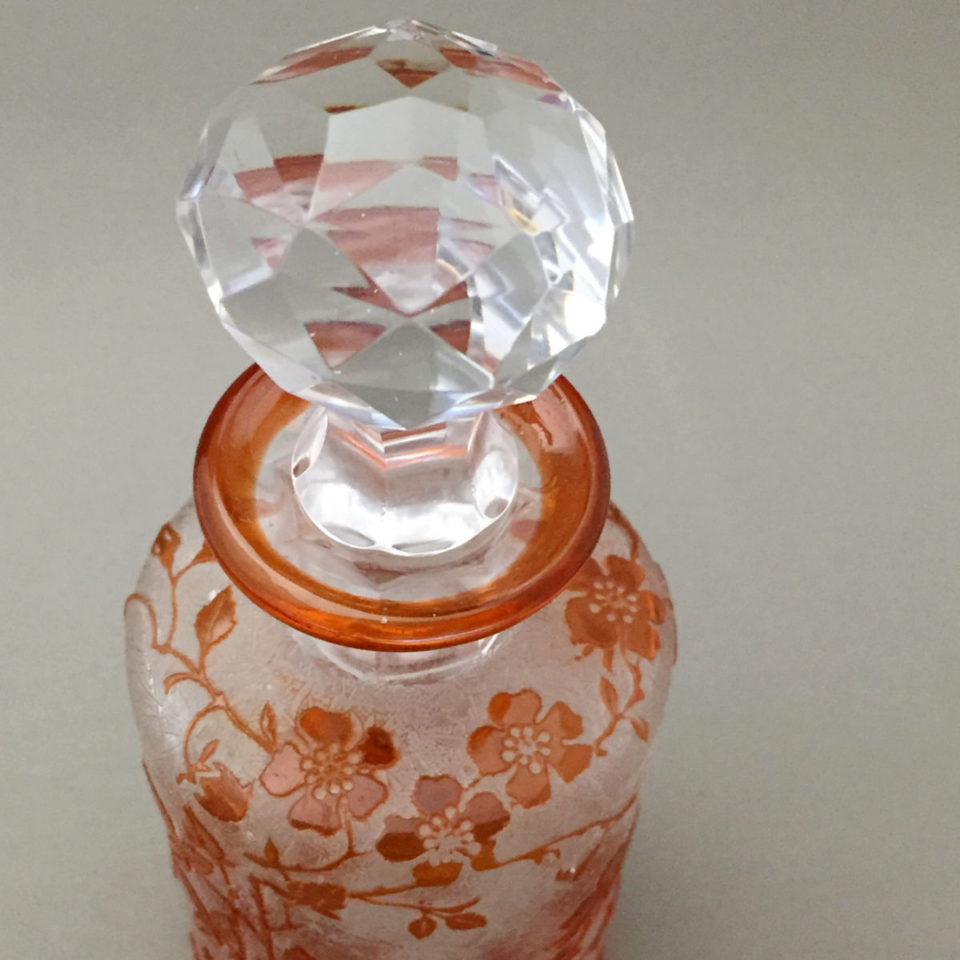 オールドバカラ「エグランチェ E'GLANTIER 香水瓶（橙色ガラス） h14cm