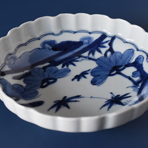 236『染付 山水 輪花皿』 /骨董品 古美術 古道具 アンティーク 236『染