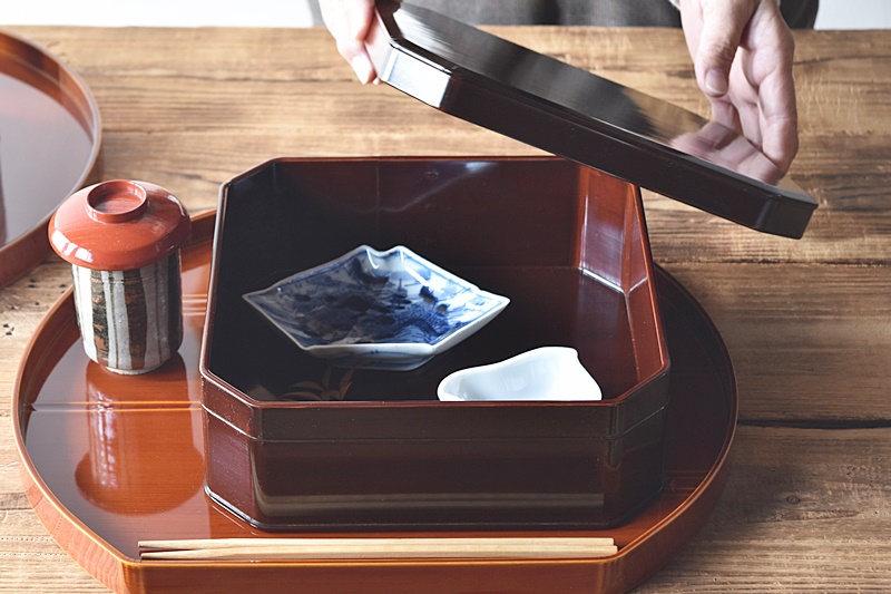 輪島塗 梅形膳 六客 盆 懐石盆 会席盆 輪島塗 梅形膳 六客 盆 懐石盆