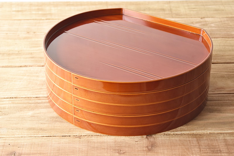 飛騨春慶塗 半月盆 岩本漆器店 5客セット - 生活骨董と古布の