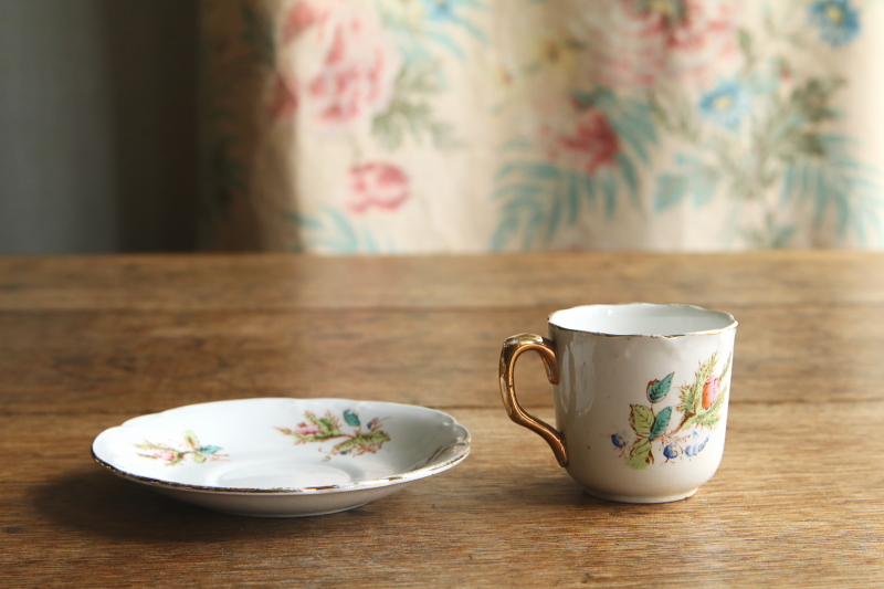 アンティークリュナヴィル luneville モスローズ コーヒーカップ