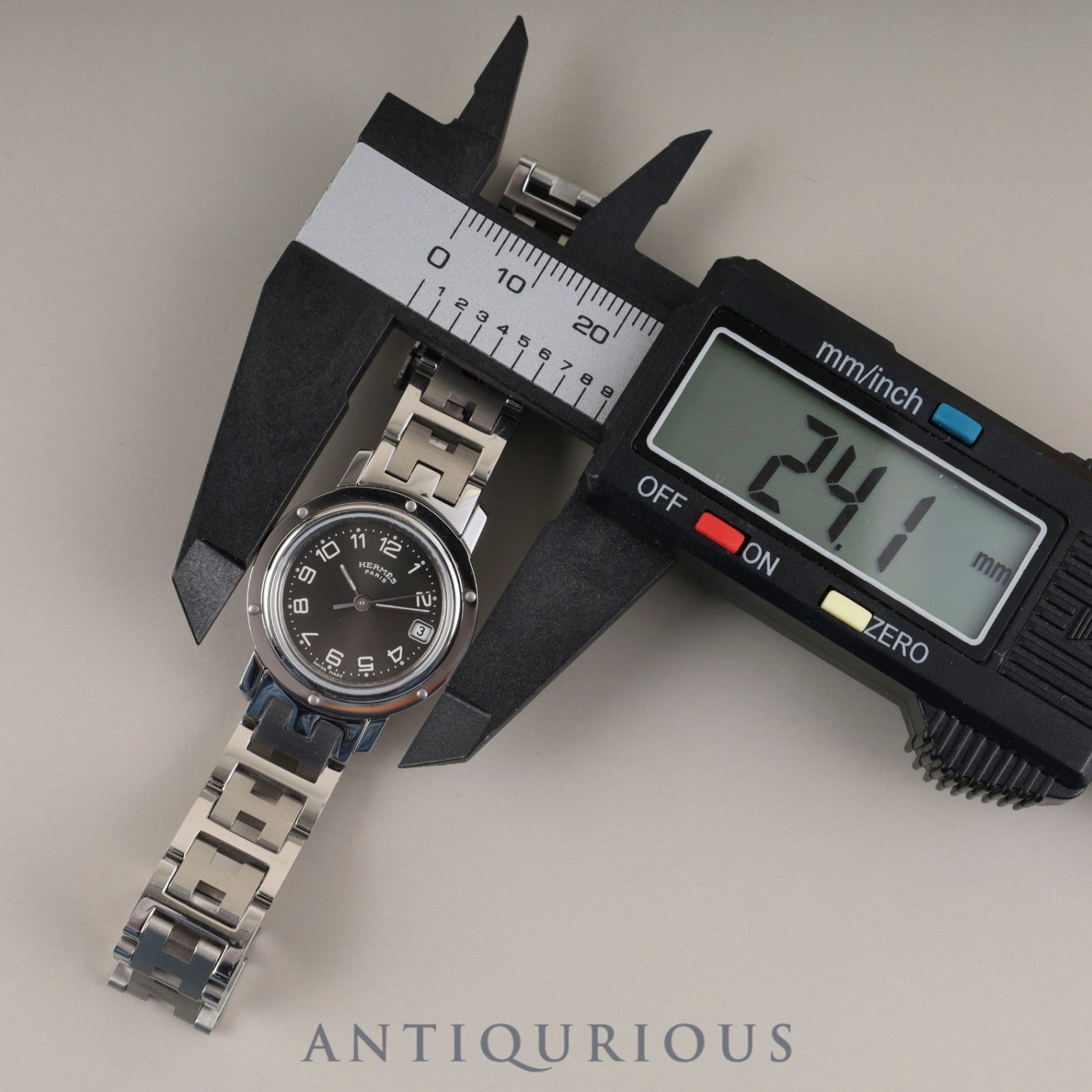 エルメス クリッパー CL4.210 クォーツ SS SS グレー文字盤 箱 保証書