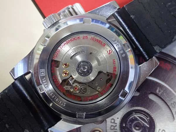 JA-1755| セイコー 赤SUS 4S15-7020 黒文字盤 メーカーOH済み・修理