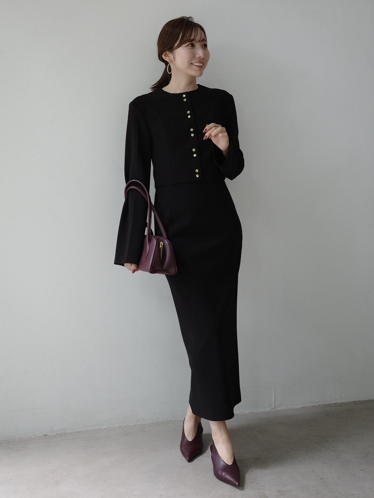 カットジョーゼットショートカーディガン