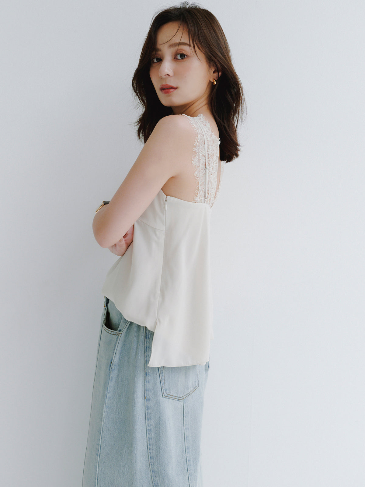 レーストリムカップインキャミソール