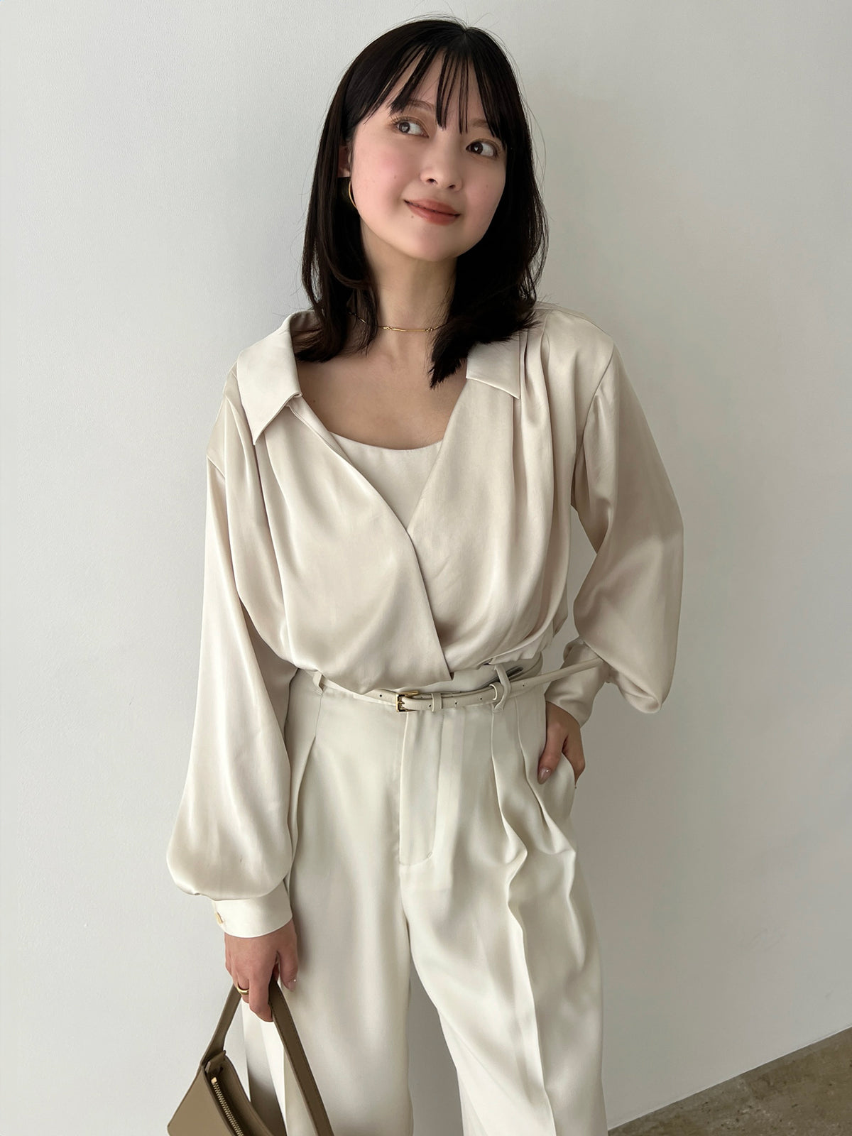 キャミレイヤードカシュクールブラウス