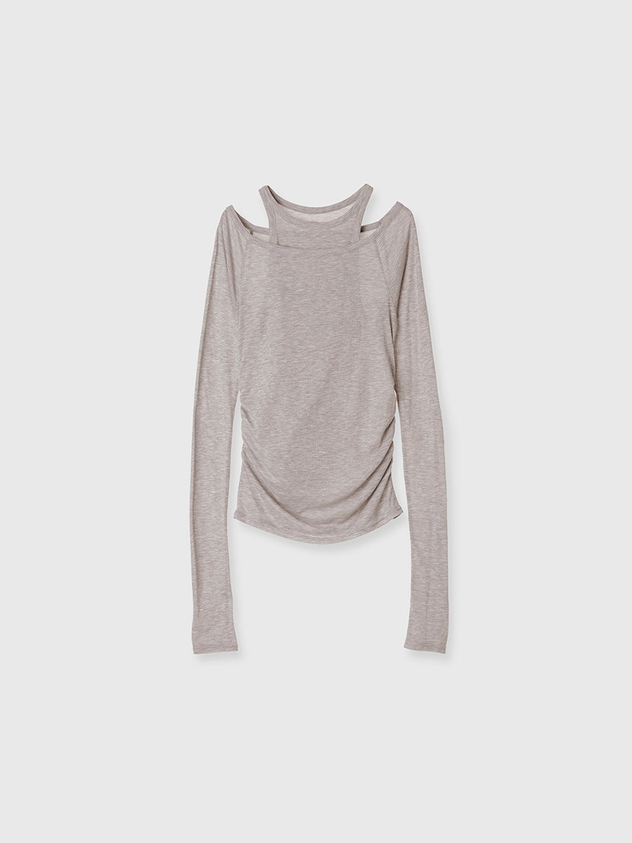 シアーテレコレイヤーカットトップス