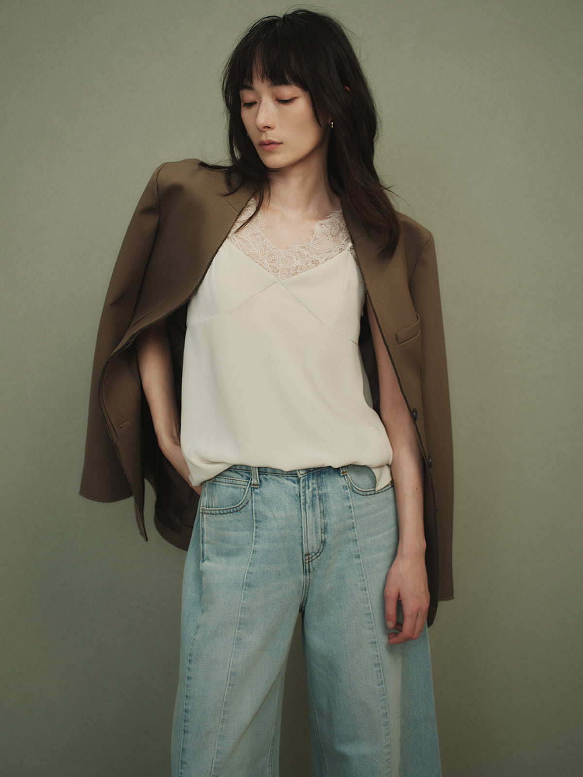 レーストリムカップインキャミソール