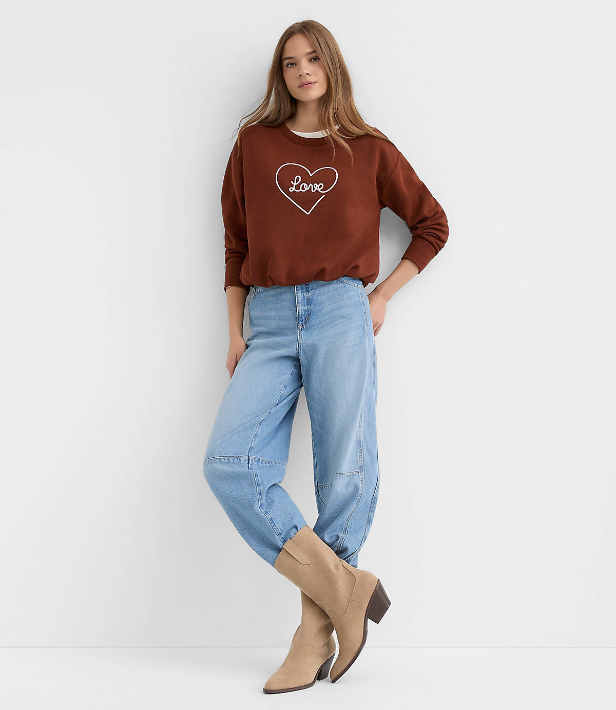 Love Embroidered Bubble Sweatshirt