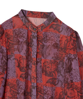 チェックフラワープリントボウタイ ブラウス|ANAYI OFFICIAL ONLINE