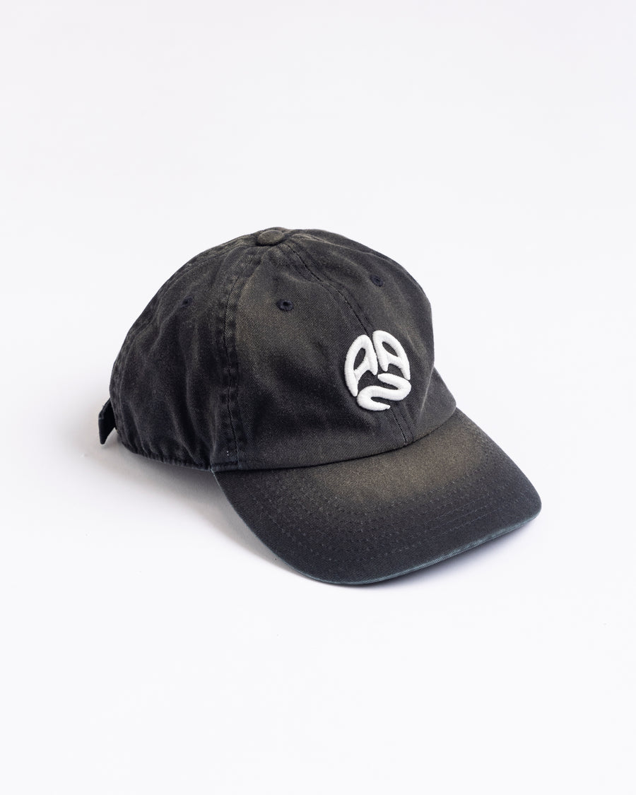 AN373 SUN FADED ROUND LOGO CAP BLACK – ANACHRONORM
