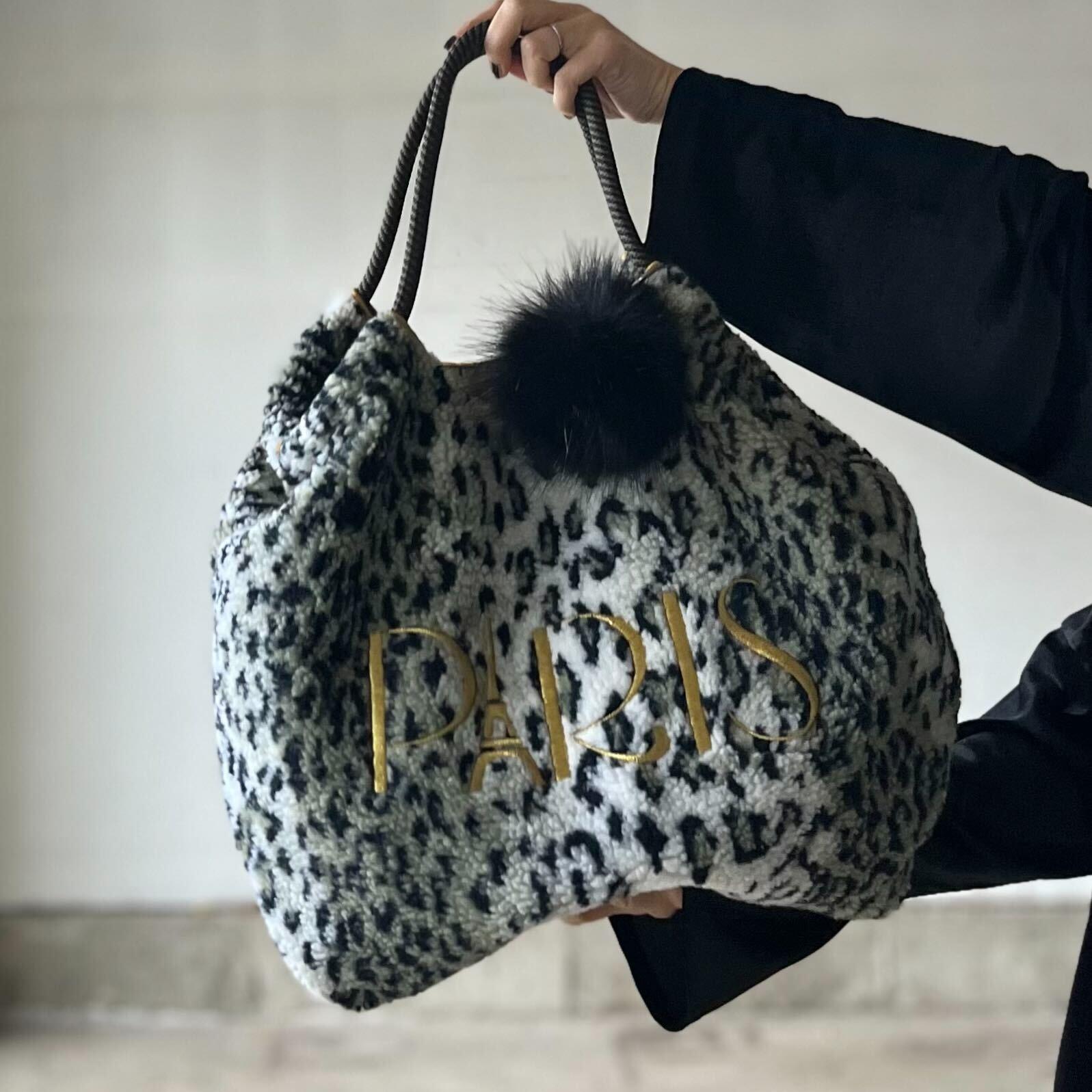 PARISボアバッグ(レオパ.黒) – &DROBE (アンドローブ)